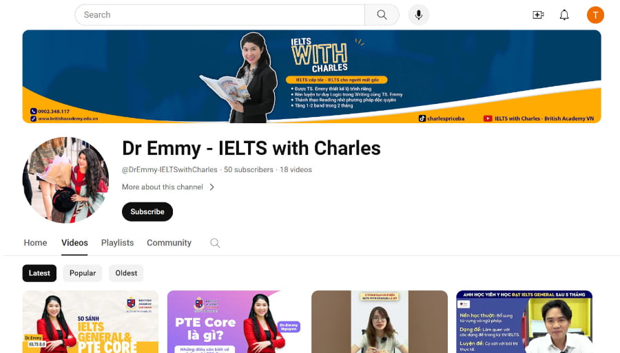 "Dr. Emmy - IELTS with Charles" là một nguồn tài liệu học IELTS đáng tin cậy mà bạn không nên bỏ lỡ "Dr. Emmy - IELTS with Charles" là một nguồn tài liệu học IELTS đáng tin cậy mà bạn không nên bỏ lỡ