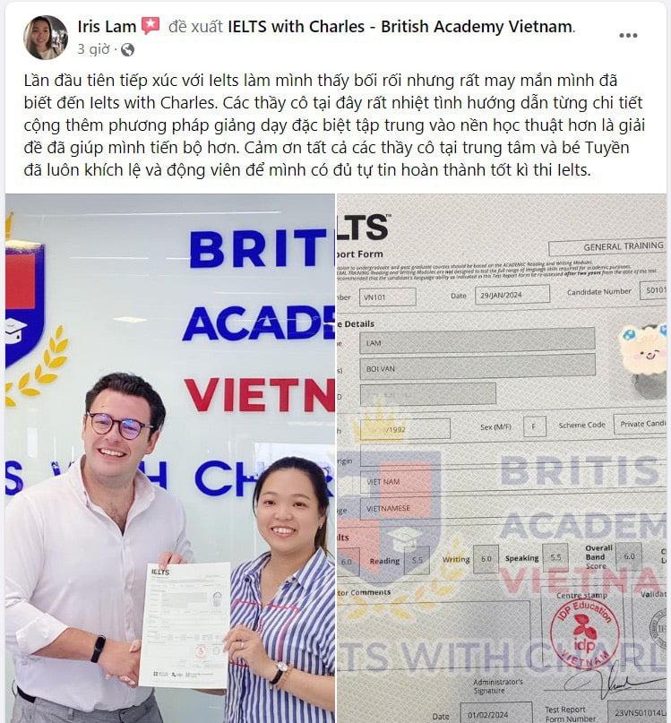 Review của chị Vân sau khi trải nghiệm khoá học tại IELTS with Charles