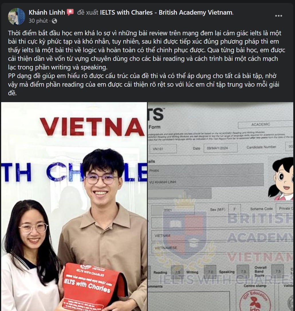 Review của Khánh Linh sau khoá học tại IELTS with Charles