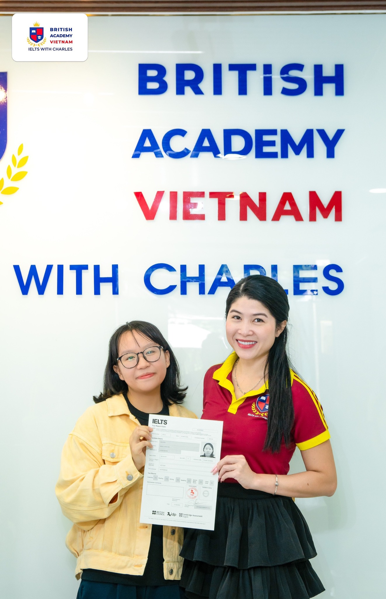 Uyển Nhi đạt IELTS Academic 6.5 cùng cô Emmy