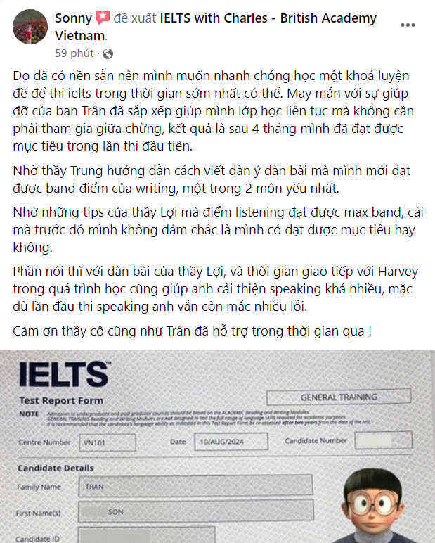 Review của anh S. đạt IELTS General 7.5 sau 4 tháng học tại IELTS with Charles