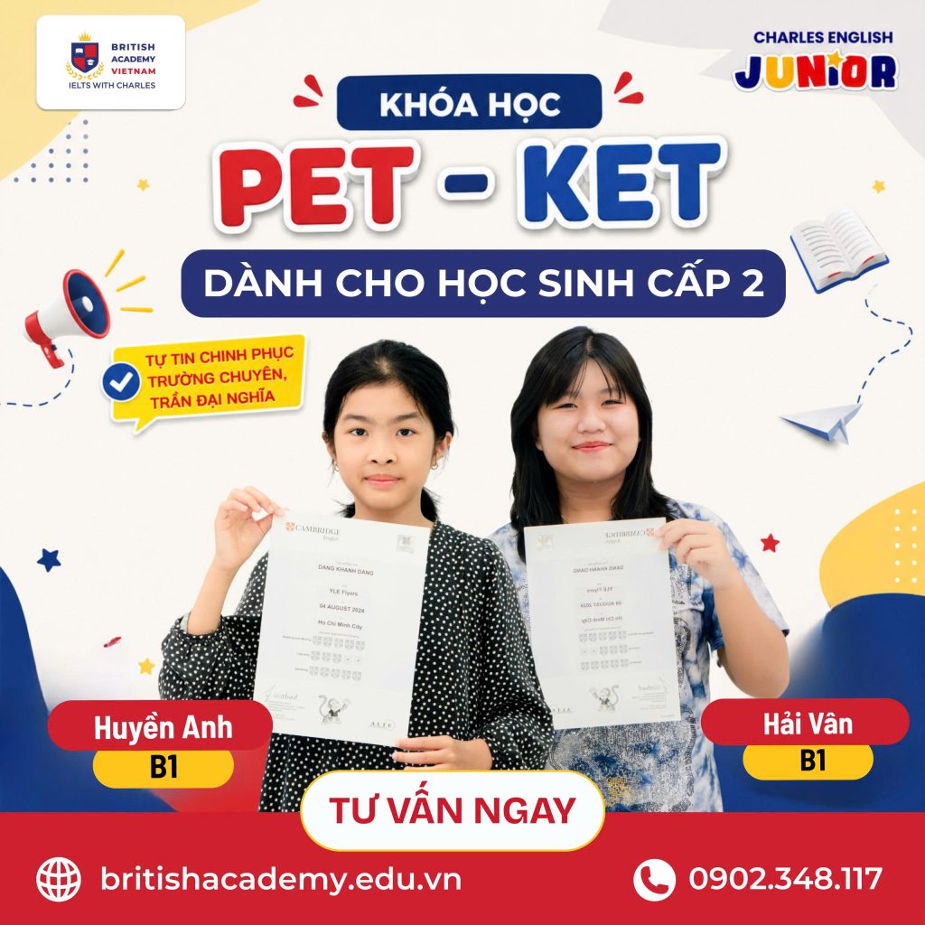 Chương trình luyện thi chứng chỉ KET-PET cho học sinh cấp 2 tại Charles English Junior