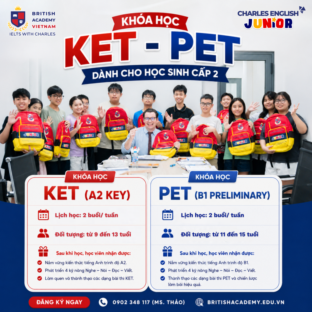 Khóa luyện thi KET PET chuẩn Cambridge