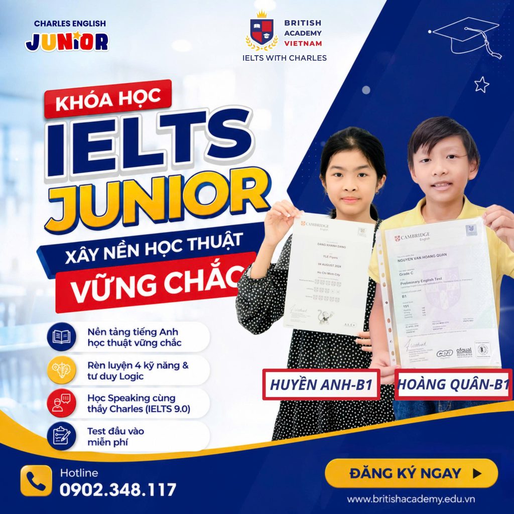 khóa học ielts junior tại ielts with charles