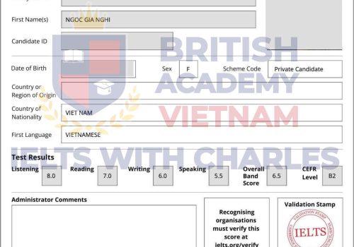 Gia Nghi đạt ielts academic 6.5